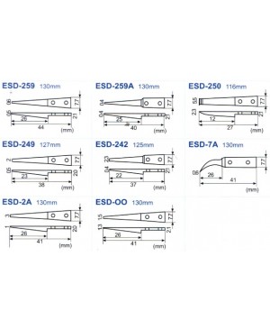 ESD Tweezer Replaceable Tip ทวิตเซอร์กันไฟฟ้าสถิตเปลี่ยนปลายได้